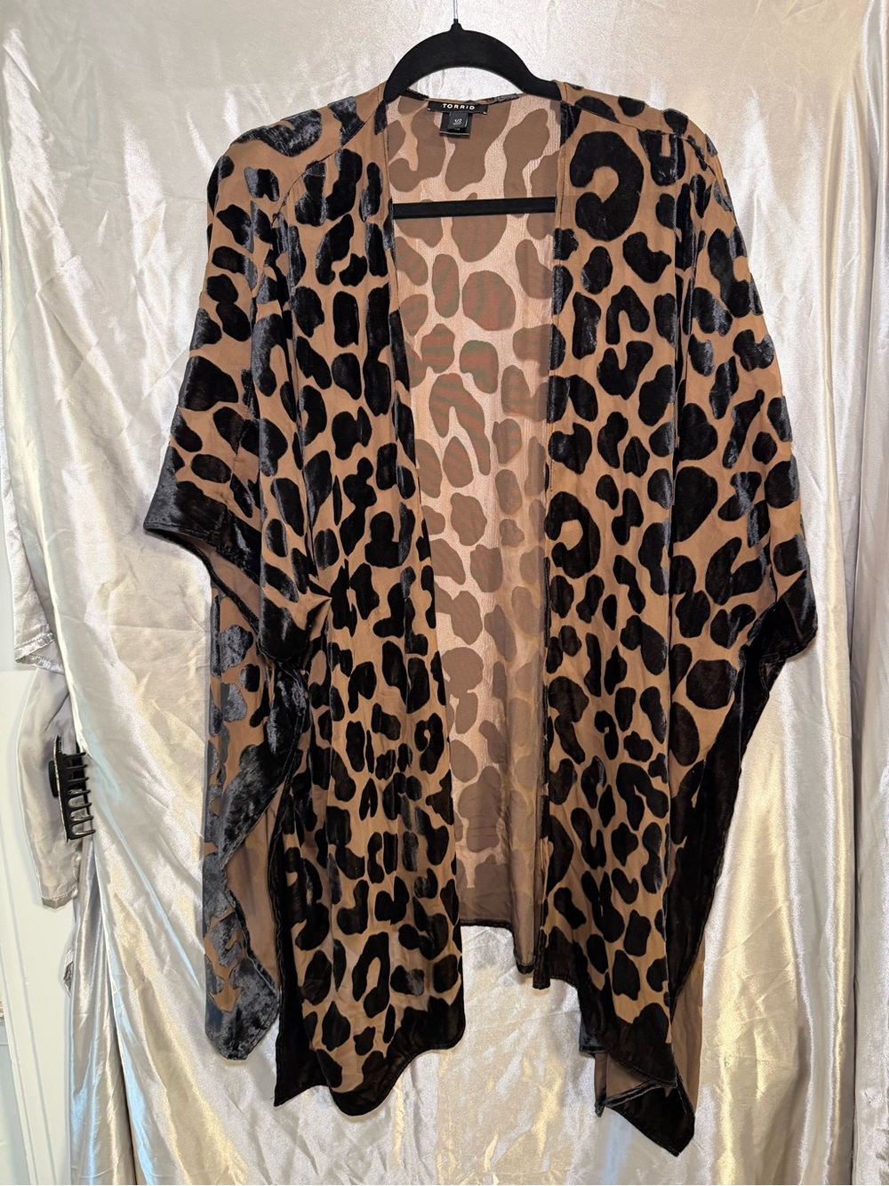 Torrid Leopard Print Velvet Burnout Open Front Kimono Size 1/2